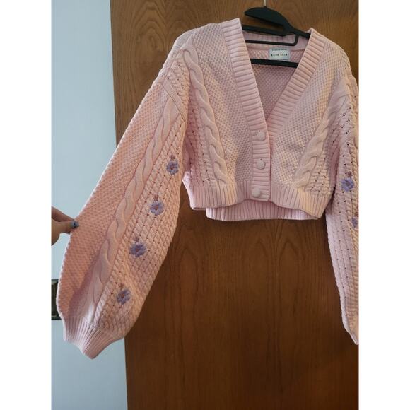 Sabo Skirt Original Australia Pink Purple Floral Embroidered Crop Cardigan M - Picture 3 of 8